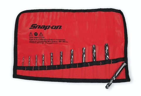 11-piece set of short cobalt drill bits for left-hand use, with flat faces
