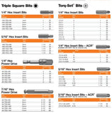 BIT 1/4 HEX INS #8 TORQ-SET 1" 25MM OAL (1)