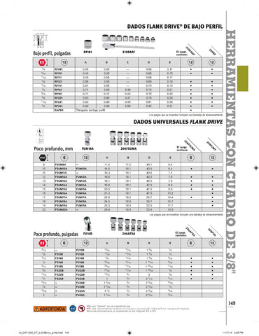 Dado universal plano Flank Drive® de 10 mm, métrico, de 12 puntas y con cuadro de 3/8"