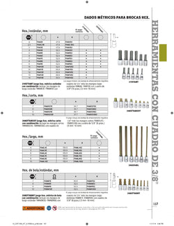 Destornillador de vaso con punta hexagonal estándar de 8 mm, métrico, con accionamiento de 3/8"