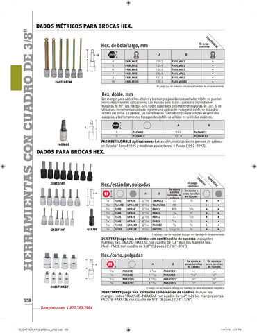 Destornillador de vaso con punta hexagonal estándar SAE de 5/32" con accionamiento de 3/8"