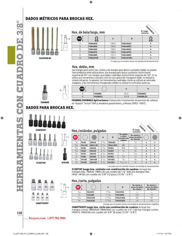 Destornillador de vaso con punta hexagonal estándar SAE de 3/8" con accionamiento de 3/8"