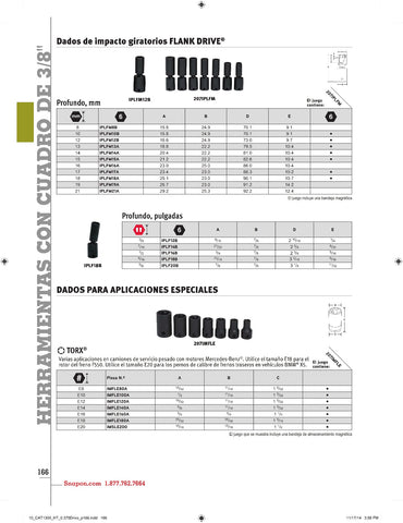 Dado de impacto plano TORX® E20 con impulsión de 1/2"