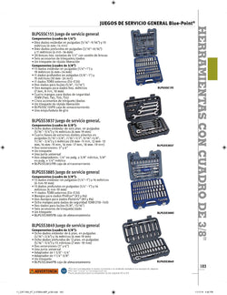 Juego de dados de servicio general métricos/SAE con cuadro de 3/8" de 85 piezas (Blue-Point®)