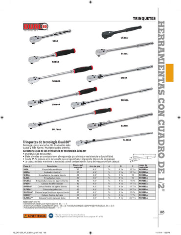 Trinquete con acabado industrial de 80 dientes con accionamiento de 1/2"