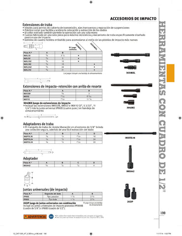 Extensión de impacto con anillo elástico de 11-1/4" con accionamiento de 1/2"