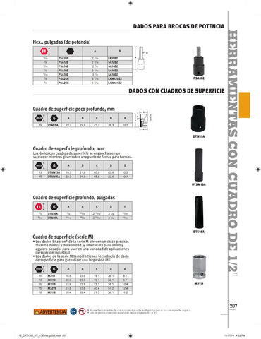 Dado de superficie profunda SAE de 6 puntos con impulsión de 1/2" y 9/16"