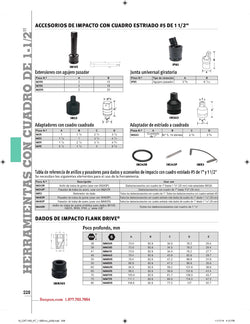 Adaptador de impacto con orificio para pasador con accionamiento cuadrado de 5-1/8", accionamiento interno de 1-1/2" x accionamiento externo de 2-1/2"