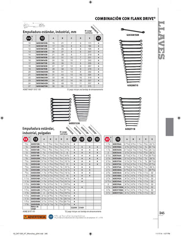 Llave combinada Flank Drive® métrica de 12 puntas y 22 mm
