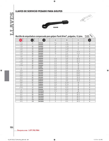 Llave de golpe con mango acodado para servicio pesado SAE Flank Drive® de 1-3/8" y 12 puntas