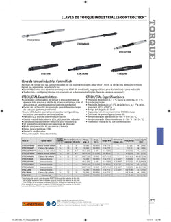 Llave dinamométrica industrial ControlTech® con vástago en Y y cabeza intercambiable (5–100 pies-libra)