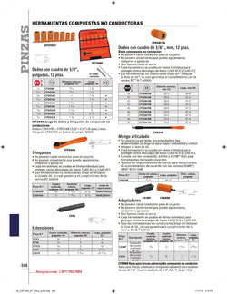 Dado compuesto no conductor SAE de 1/4" con accionamiento de 3/8" y 12 puntas