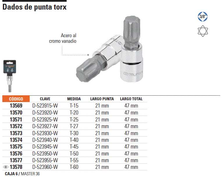 Torx bit sockets, 3/8