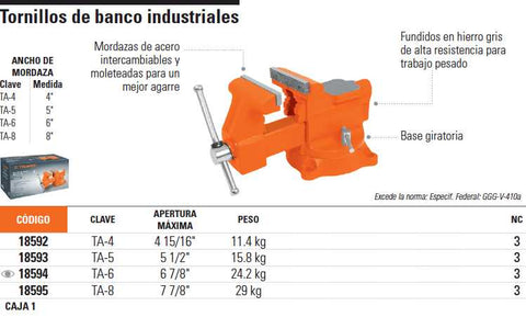 Tornillo de banco 5 Truper 18593 » Distribuidor Truper