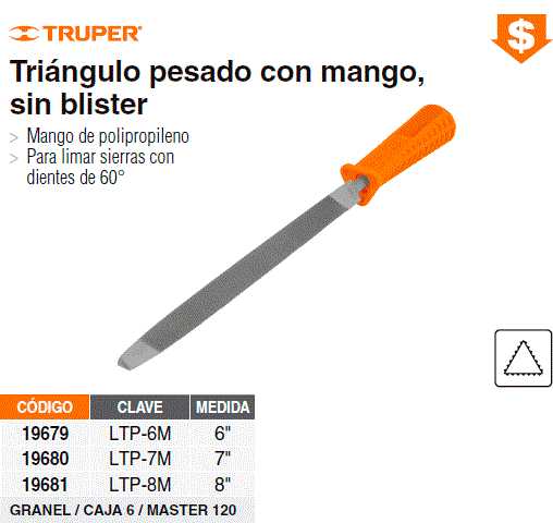 Lima Triangular Pesado 8 C/Mango Truper ( 19681 ) — El Arenal