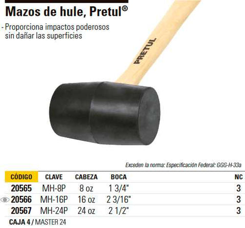 Mazo de hule, 16 oz, Pretul