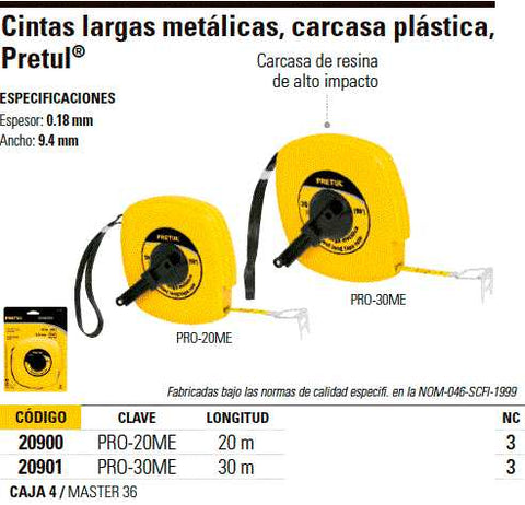 Cinta para medir de fibra de vidrio TRUPER larga 20 m Mod. TP20ME -  Vaqueiros Ferreteros